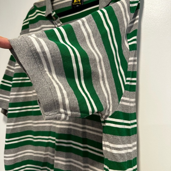 VTG Y2K Drunknkunkey Polo shirt 2XL Green White Grey Stripes. Extra Long. - Picture 8 of 12